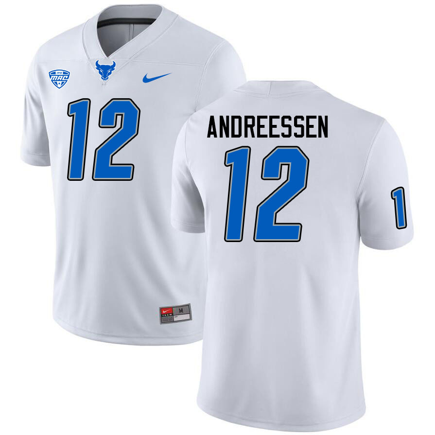 Buffalo Bulls #12 Joe Andreessen College Football Jerseys Stitched Sale-White